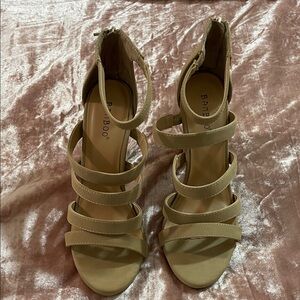 BAMBOO Beige Strappy Heels